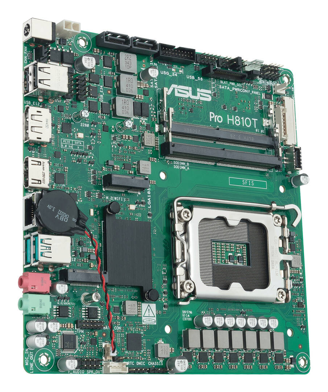 Asus pro h810t-csm motherboard thin mini itx lga1851 intel h810 ddr5 so-dimm pcie 5.0 m.2, , medium-null