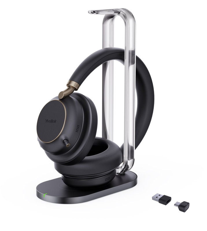 Yealink headset wireless bluetooth anc over-ear with b/t dongle & charging stand bh76 plus teams, , medium-null