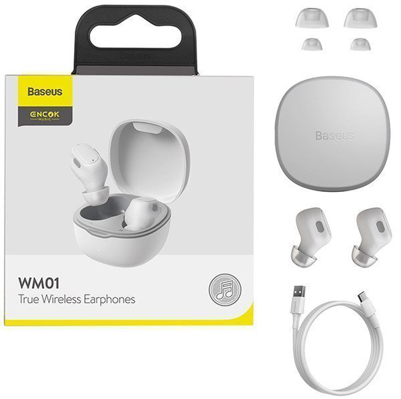 Baseus headphones in ear tws encok wm01 white, , medium-null