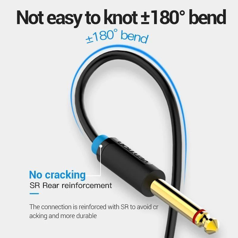 Vention audio 3.5mm m to 2&times;6.3mm m cable 3.0m bacbi, , medium-null