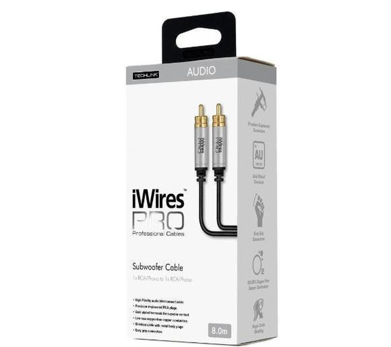 Techlink iwirespro subwoofer rca 8.0m 711058, , medium-null