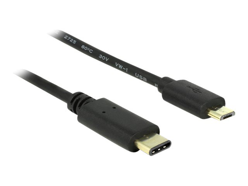 Delock - USB cable - USB-c (m) to micro-USB type b (m) - USB 2.0 - 3 a - 2 m - black-null