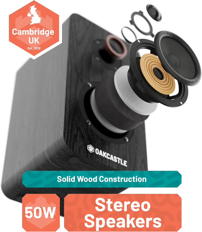 Majority turntable tt200 belt drive & 2x external 50w speakers (oakcastle), , medium-null