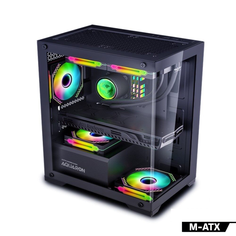 Armaggeddon aquaron micro atx gaming case black, , medium-null