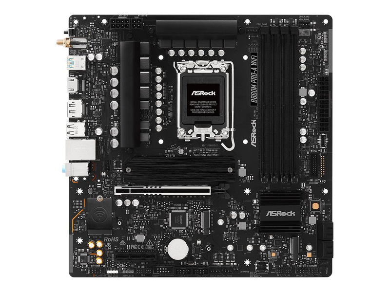 Asrock b860m pro-a Wi-Fi micro-atx motherboard lga1851 b860 ddr5 pcie 5.0 Wi-Fi 6e 2.5GBe black 90-mxbrs0-a0uayz-null