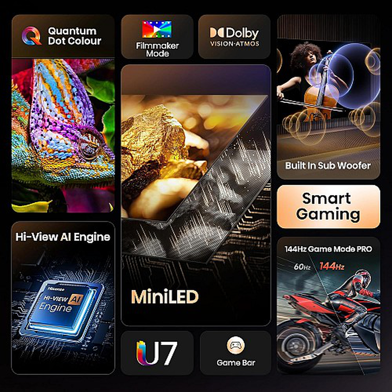 Hisense 50u7q 50'' 4k smart QLED mini led 144hz gaming TV-null