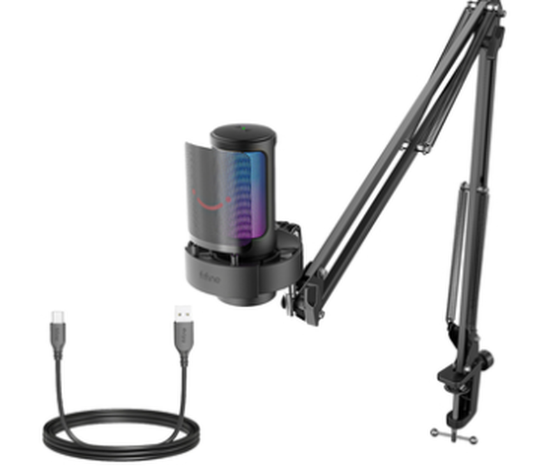 Fifine a8t gaming microphone with rbg and adjustable arm stand, , medium image number null