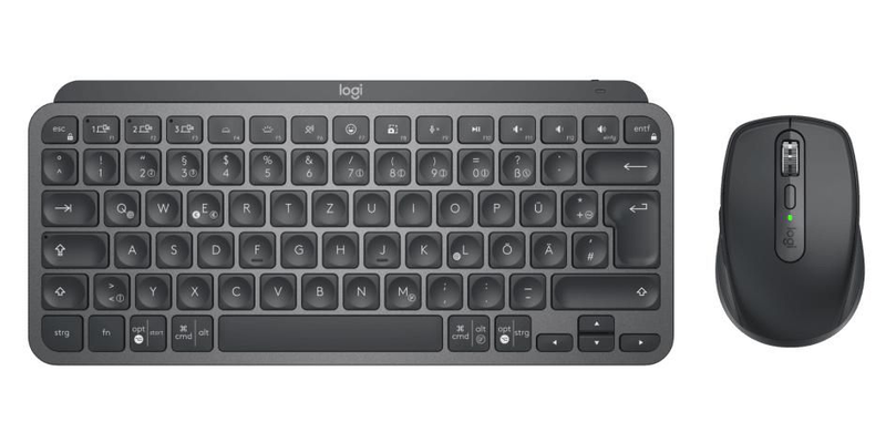 Logitech mx keys mini combo for business - keyboard and mouse set - backlit - wireless - 2.4 GHz, bluetooth le - qwertz - german - graphite, , medium-null