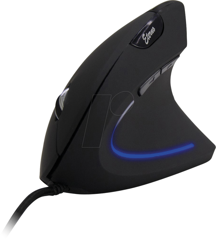 Inter-tech eterno km-206wr - vertical - vertical mouse - ergonomic - right-handed - optical - 6 buttons - wired - USB 2.0 - retail, , medium-null