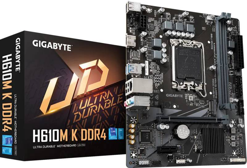 Gigabyte h610m k ddr4 micro-atx motherboard lga 1700 intel h610 pcie 4.0 x16 m.2 HDMI gbe lan black-null