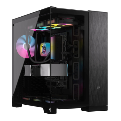 Corsair 6500x mid-tower dual chamber pc case - black/obsidian aluminum (cc-9011283-ww), Black/obsidian Aluminum, medium