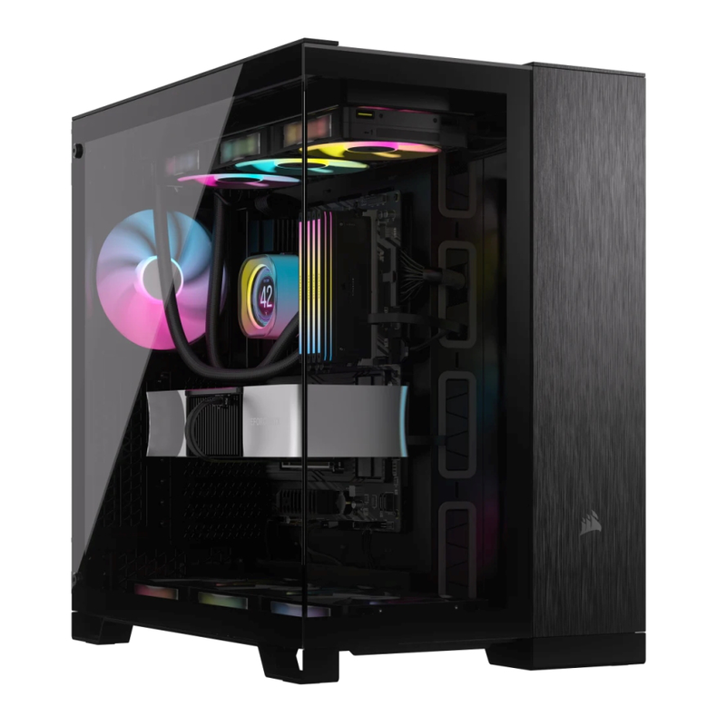 Corsair 6500x mid-tower dual chamber pc case - black/obsidian aluminum (cc-9011283-ww)-null