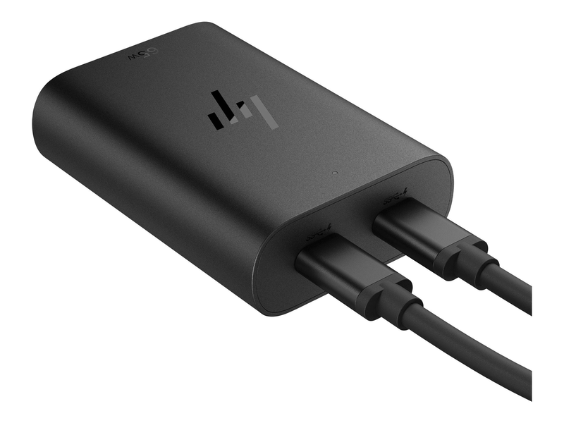 Hp 65w USB-c laptop charger 600q8ut dual-device USB-c plus USB-a power delivery for hp laptops eu black-null