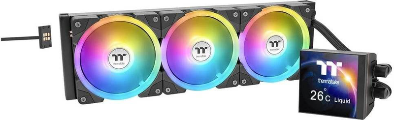 Thermaltake magfloe 360 ultra argb sync aio liquid CPU cooler 360mm 3x120mm swafan ex 3.95in lcd black-null