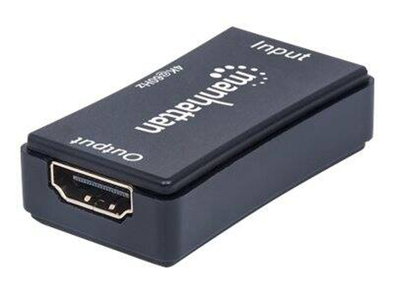 Manhattan HDMI repeater, 4k@60hz, active, boosts HDMI signal up to 40m, black, three year warranty, blister - video/audio extender - HDMI - up to 40 m-null