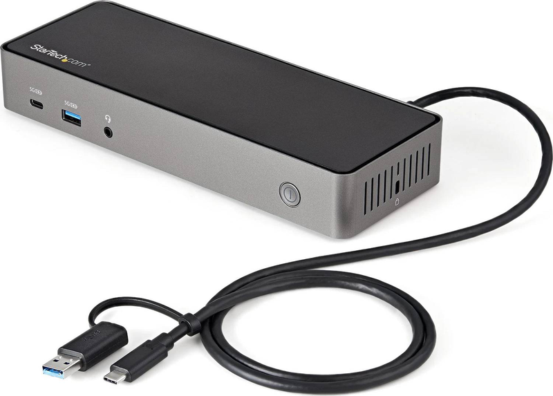 Startech dk31c3hdpdue USB-c USB-a hybrid displaylink docking station triple 4k60 displayport HDMI 6x USB gbe 85w pd-null