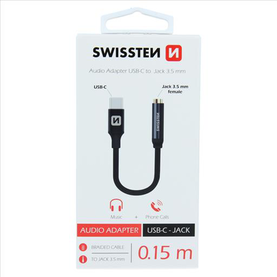 Swissten  USB-c to jack 0.15m  black, , medium