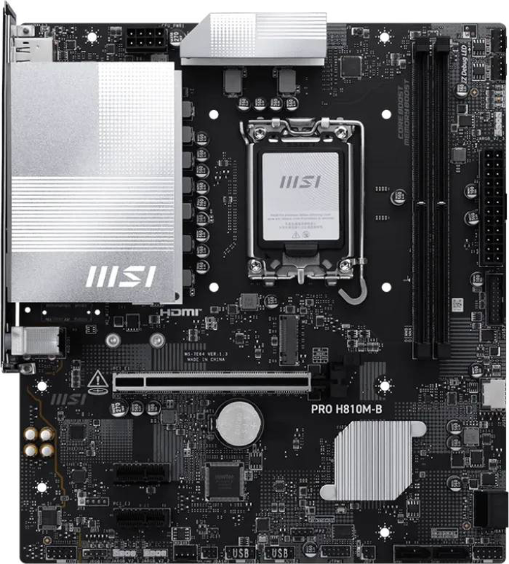 Msi pro h810m-b micro-atx motherboard lga 1851 intel h810 ddr5 pcie 5.0 x16 m.2 2.5GBe HDMI displayport black-null