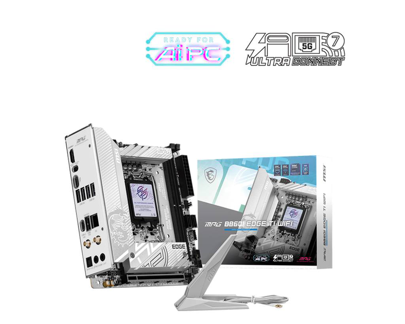Msi mpg b860i edge ti Wi-Fi mini-itx motherboard lga 1851 intel b860 ddr5 pcie 5.0 thunderbolt 4 Wi-Fi 7 white-null