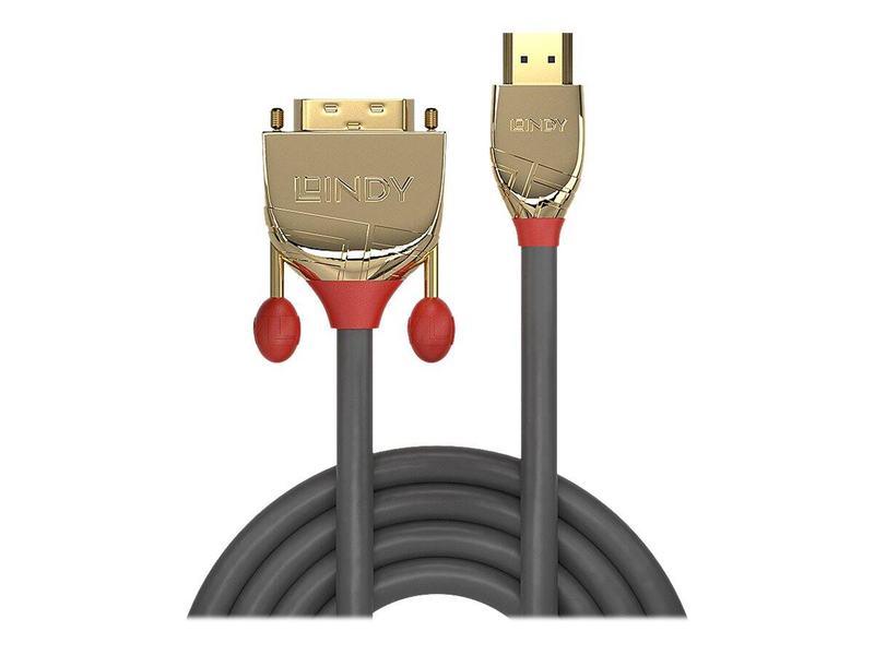 Lindy gold line - video cable - HDMI (m) to dvi-d (m) - 2 m - triple shielded - grey-null