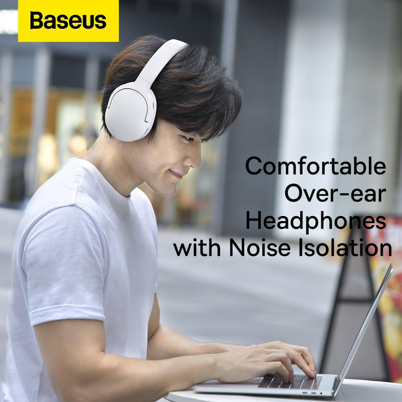 Baseus encok d02 pro v2 over ear wireless headphones bluetooth with 50 operating hrs white, , medium-null