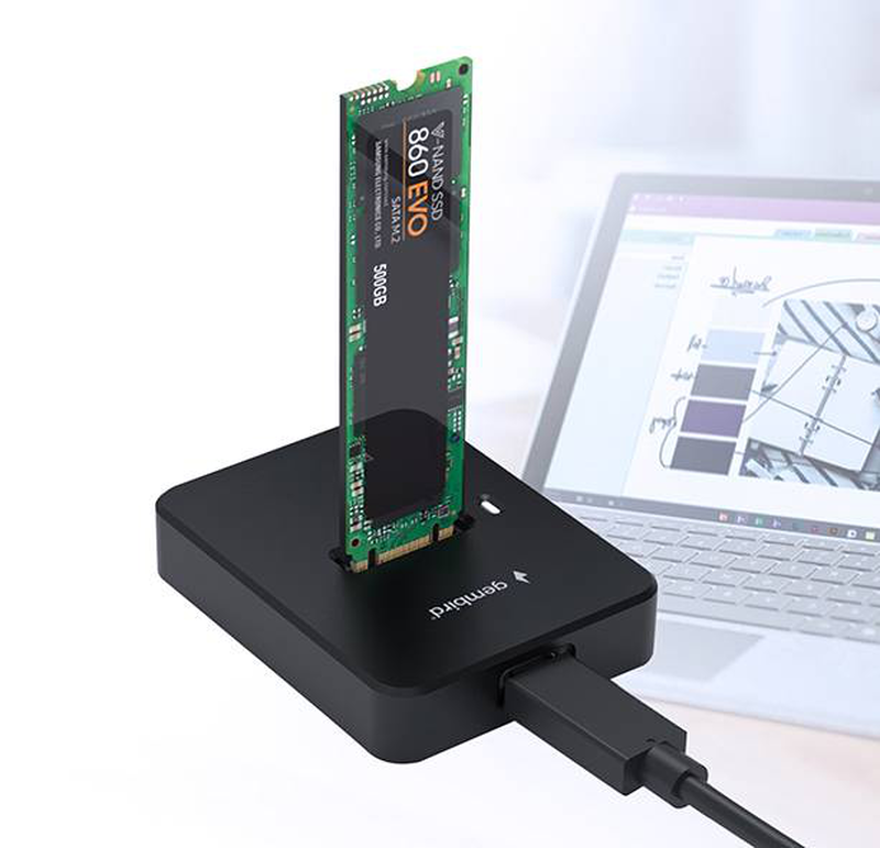 Gembird dd-u3m2 USB-c m.2 SSD docking station for nvme and sata drives 10GBps tool-free plug-and-play black-null