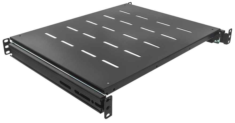 Intellinet 19" sliding shelf, 1u, 800 to 1000mm depth, shelf depth 550mm, black - rack shelf - black, ral 9005 - 1u - 19", , medium-null