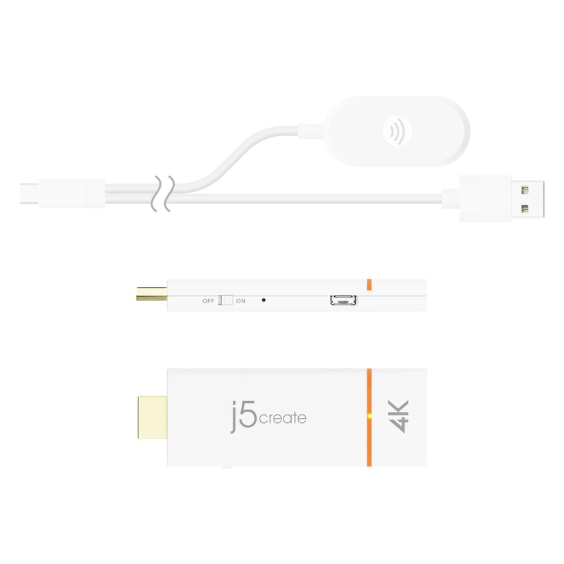 J5create jvaw76-n screencast 4k wireless display adapter HDMI Airplay miracast google cast screen mirroring white-null