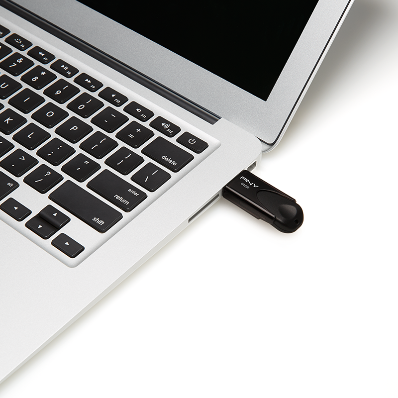 Pny flash drive attache 4 USB 2.0 stick 64GB capless slider black fd64gatt4, , medium-null