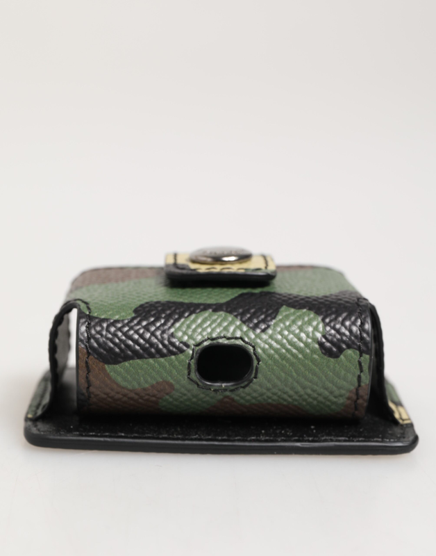 Multicolor camouflage leather metal accessory AirPods case-null