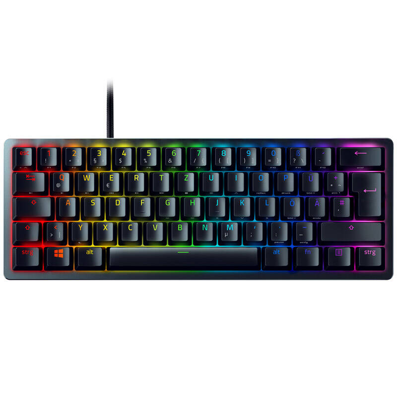 Razer huntsman mini / keyboard / backlit / USB-c / qwertz / german / key switch: razer clicky optical purple / black, , medium-null