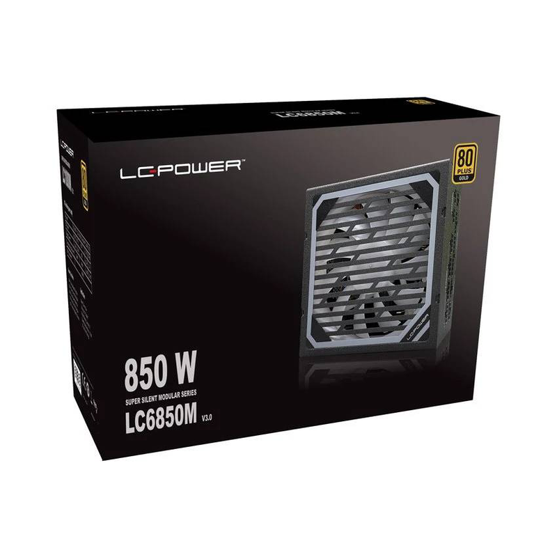 Lc-power lc6850m 850w atx 3.0 power supply 80 plus gold fully modular super silent 135mm fan active pfc black-null