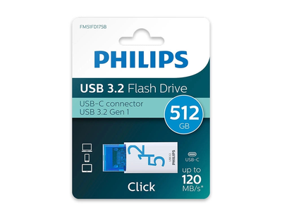 Philips USB-c click 512GB 3.2 blue, , medium