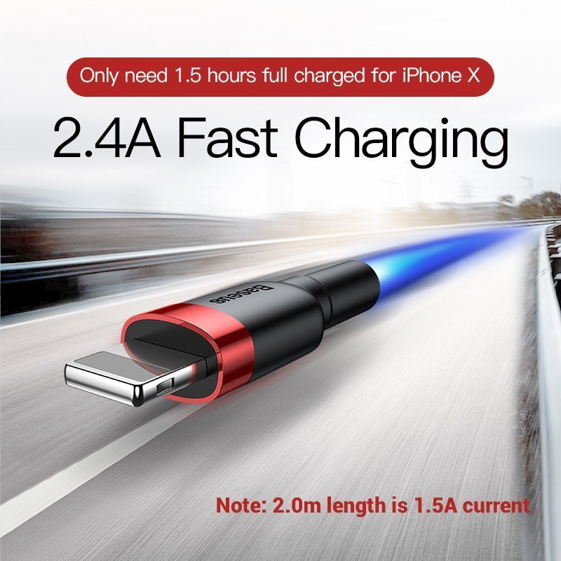 Product image: Baseus cafule braided lightning cable 2.4a 0.5m grey, , medium-null
