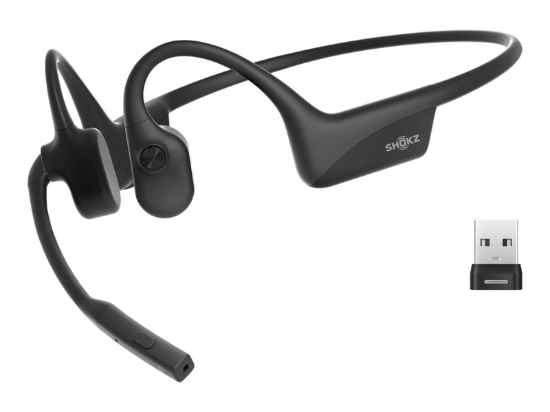 Shokz opencomm2 uc / 2025 upgrade / headset / open ear / behind-the-neck mount / bluetooth / wireless / USB-a via bluetooth adapter / black / zoom certified, , medium-null