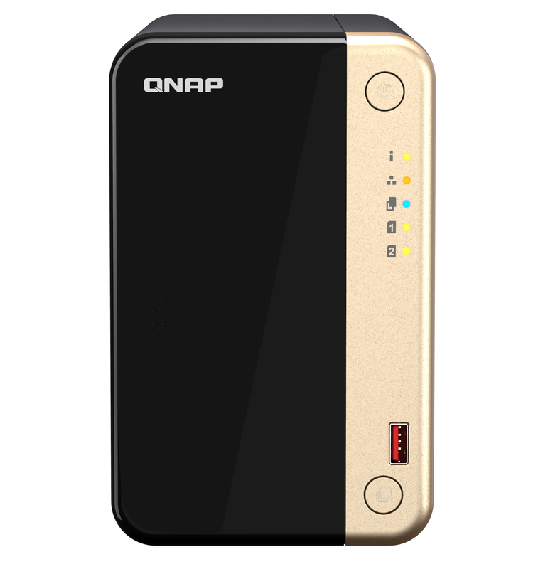 Qnap nas 2-bay tower intel quad-core, 8GB ram, pcie slot, dual 2.5GBe, HDMI 2.1 & SSD caching ts-264, , medium-null