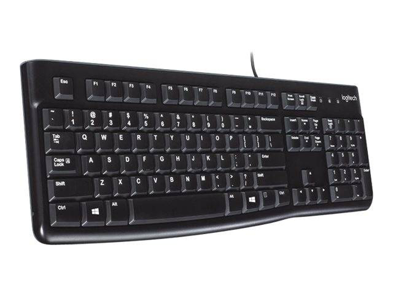 Logitech k120 wired USB keyboard full-size us qwerty spill-resistant black-null