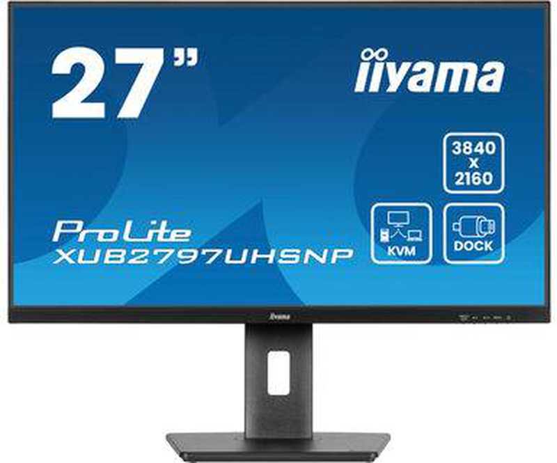 Iiyama prolite xub2797uhsnp-b1 27" 4k uhd ips USB-c 96w dock monitor rj45 kvm HDMI displayport 99% srgb black-null