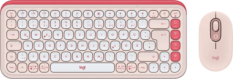 Logitech pop icon combo keyboard and mouse set wireless bluetooth le / qwertz / german / off-white, rose, , medium-null
