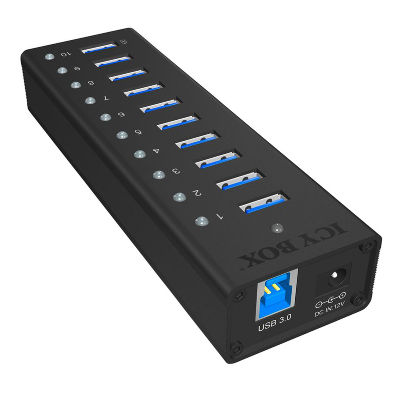 Raidsonic icy box ib-ac6110 10-port USB 3.0 hub, , medium-null