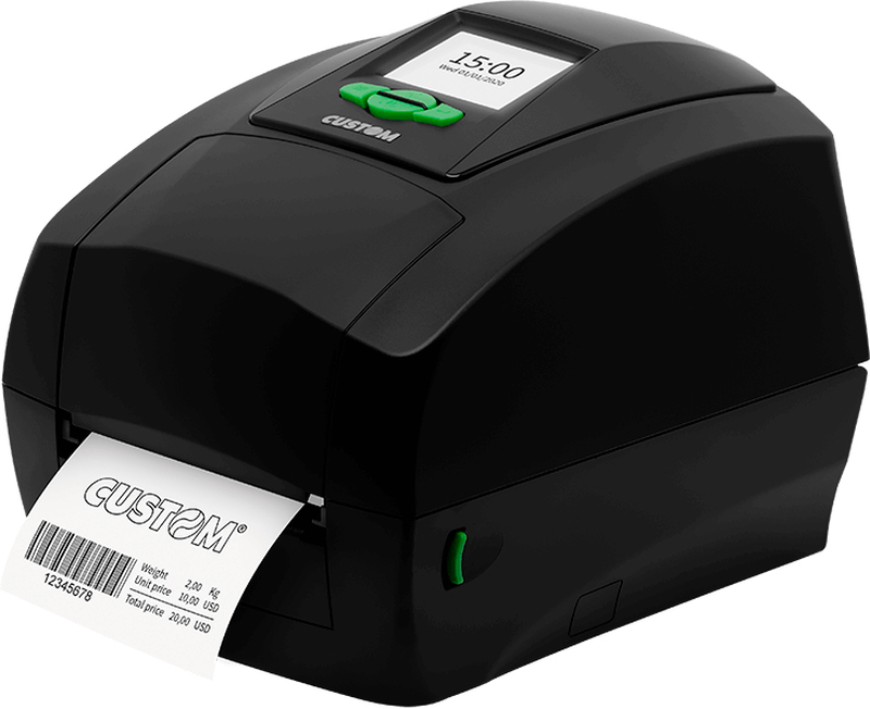 Custom d4 202 desktop label printer 4" 104mm direct thermal transfer 203dpi 5ips USB serial ethernet 2.8" colour lcd black-null