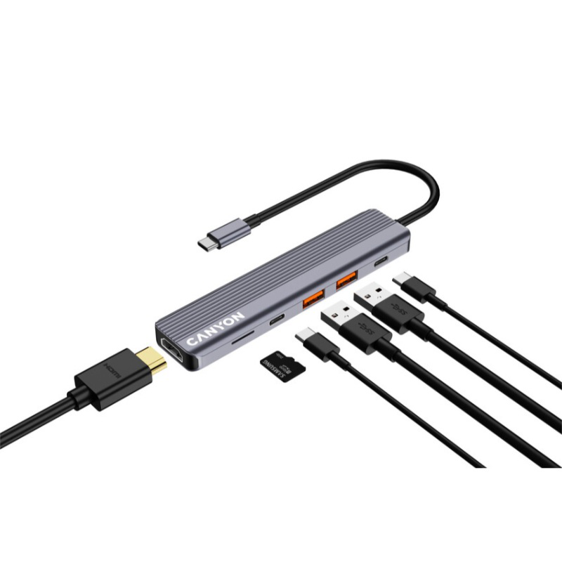 Canyon hub 6in1 4k USB-c - grey, , medium-null