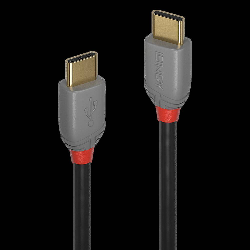 Lindy anthra line - USB cable - USB-c (m) to USB-c (m) - USB 2.0 - 2 m - round - black-null