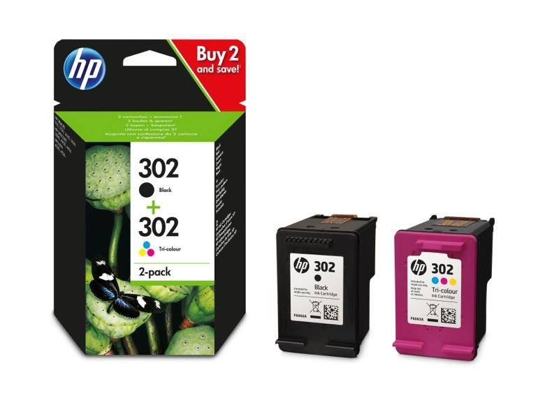 Hp 302 / 2-pack / black, dye-based tricolour / original / ink cartridge / for deskjet 11xx, 21xx, 36xx / envy 45xx / officejet 38xx, 46xx, 52xx, , medium-null