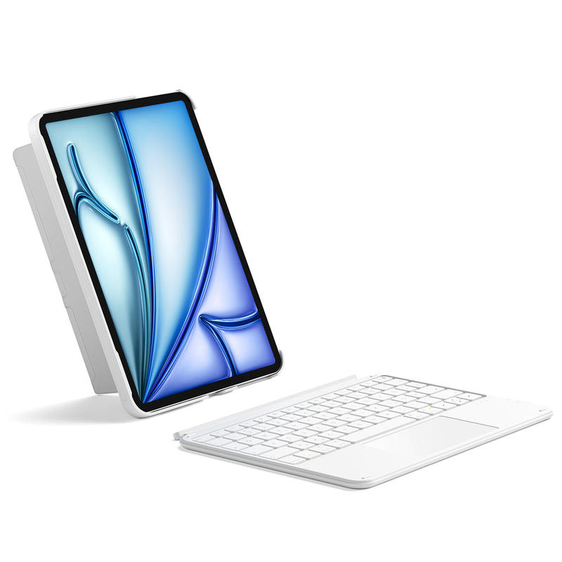 Inateck kb04122, qwertz, touchpad, apple, ipad Air 11 inch 7th Gen m3 2025 ipad Air 11 inch 6th Gen 2024 (a2902/a2903/a2904) ipad Air 10.9..., white, battery level, caps lock, charging, status, , medium-null
