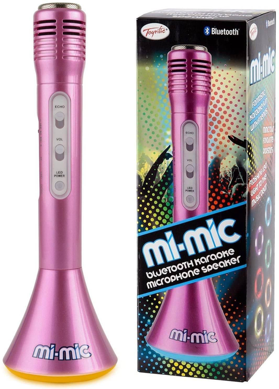 Mi-mic karaoke microphone speaker with wireless bluetooth and led lights, pink, , medium-null