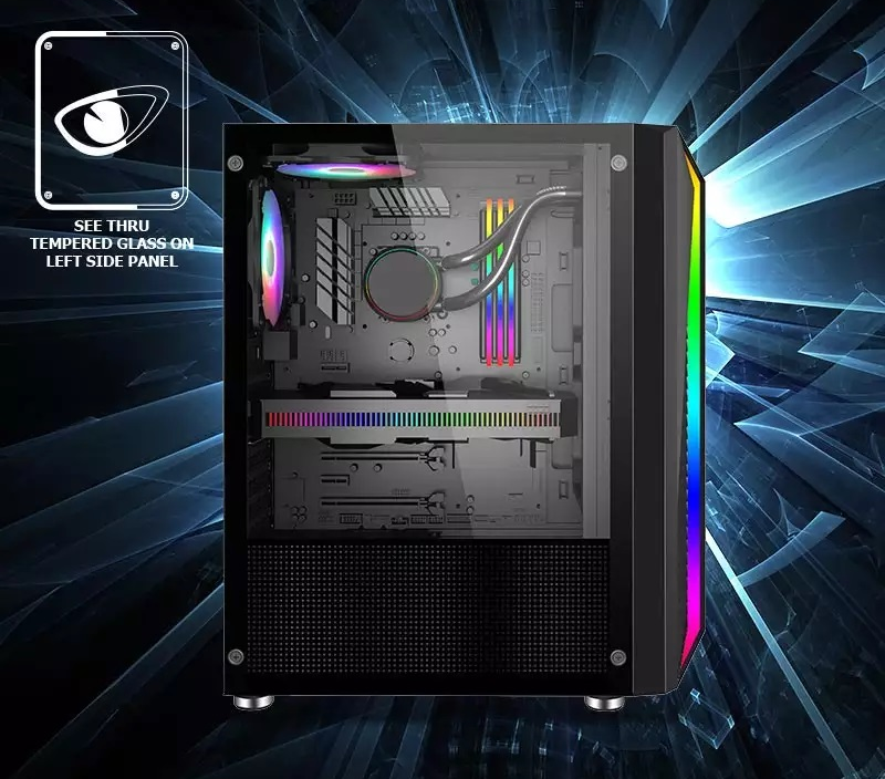 Product image: Armaggeddon nimitz n3 atx case with led strip and 3 fixed rgb fans, , medium-null