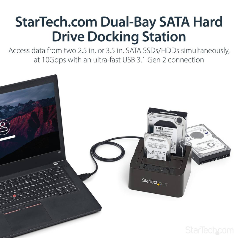 Startech sdock2u313 dual bay USB 3.1 10GBps to sata hard drive docking station with uasp for 2.5 3.5 inch HDD SSD-null