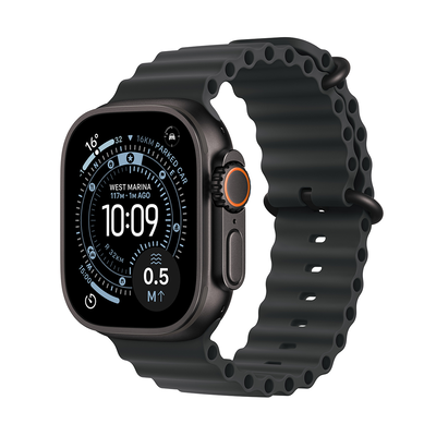 Apple watch ultra 3 GPS + cellular 49mm black titanium case with black ocean band, Black titanium, medium
