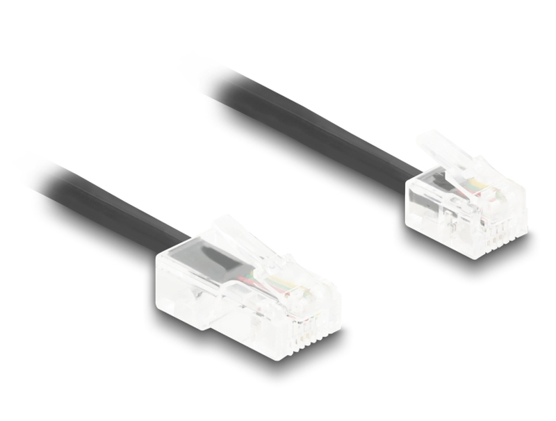 Delock - phone cable - rj-45 (m) to rj-11 (m) - 2 m - coiled - black-null